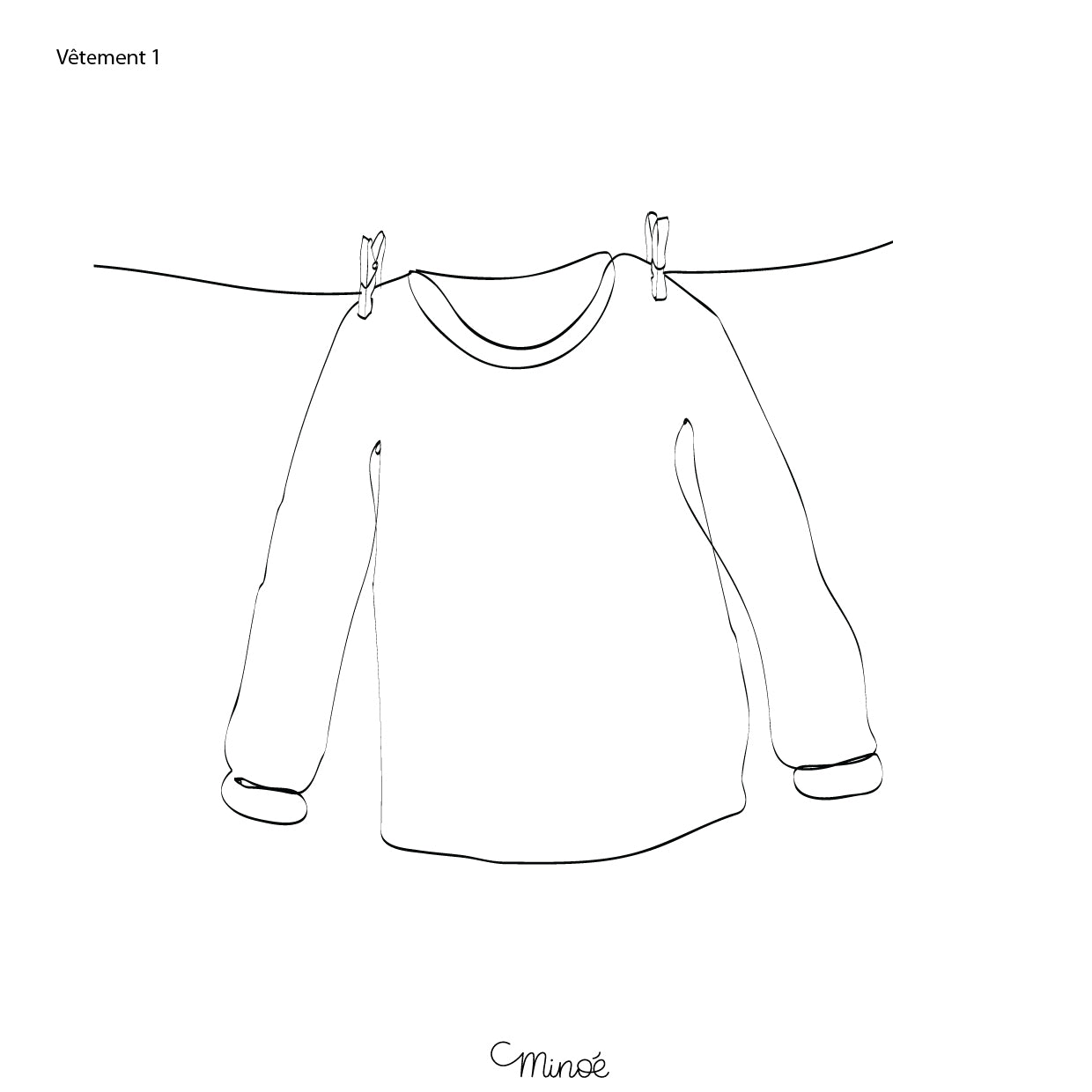 Illustration de famille - fil à linge