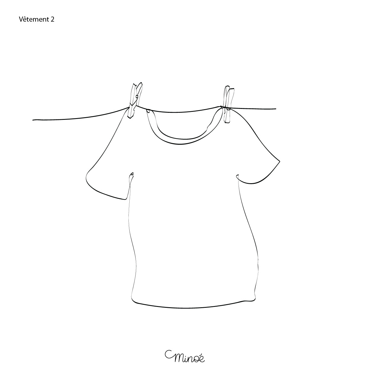 Illustration de famille - fil à linge