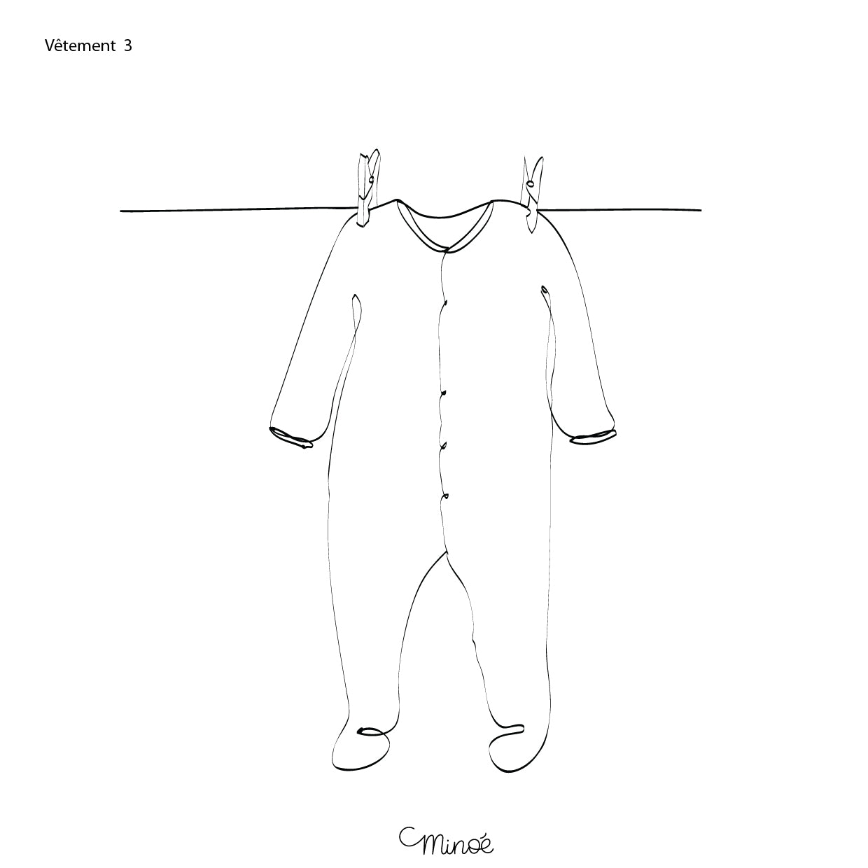 Illustration de famille - fil à linge