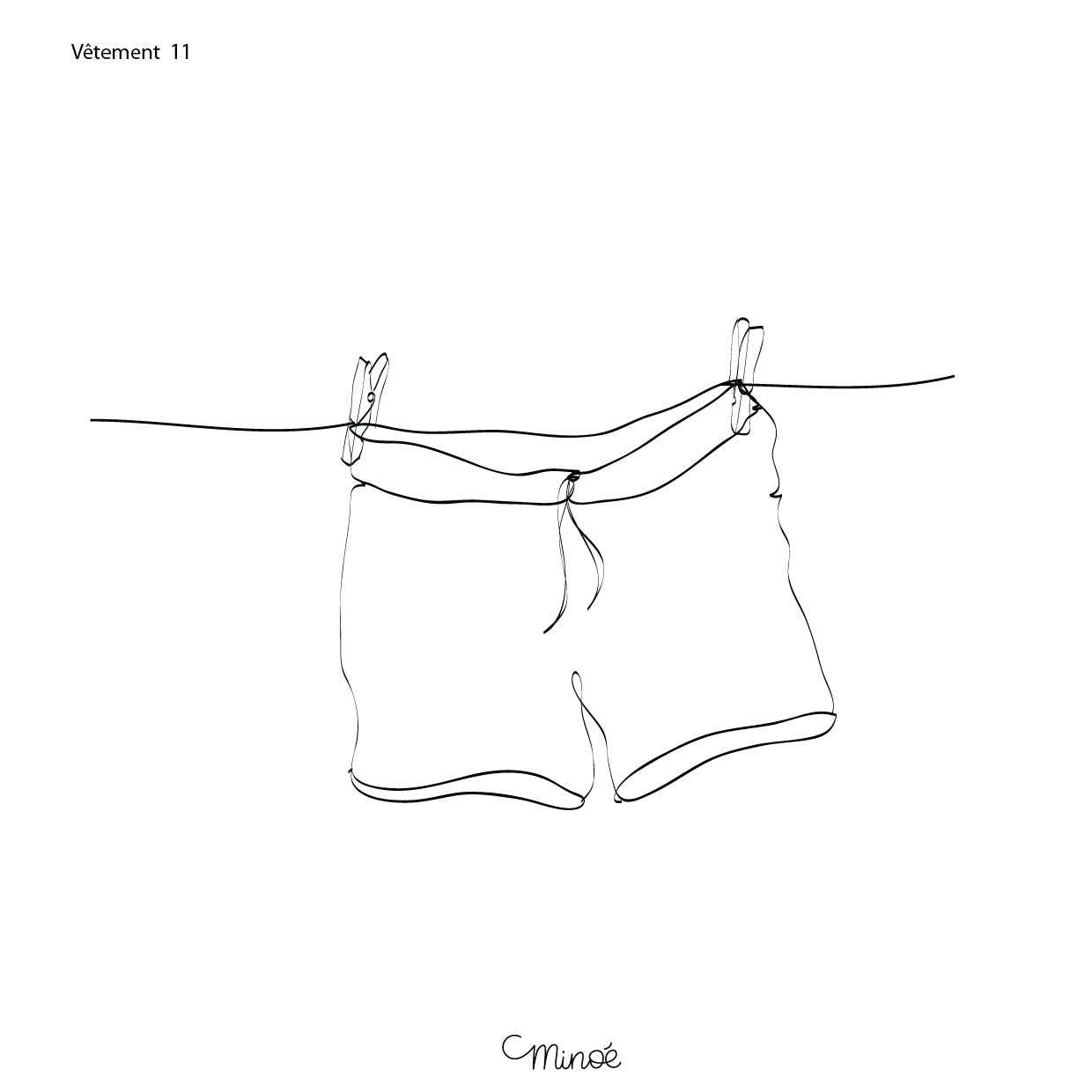 Illustration de famille - fil à linge