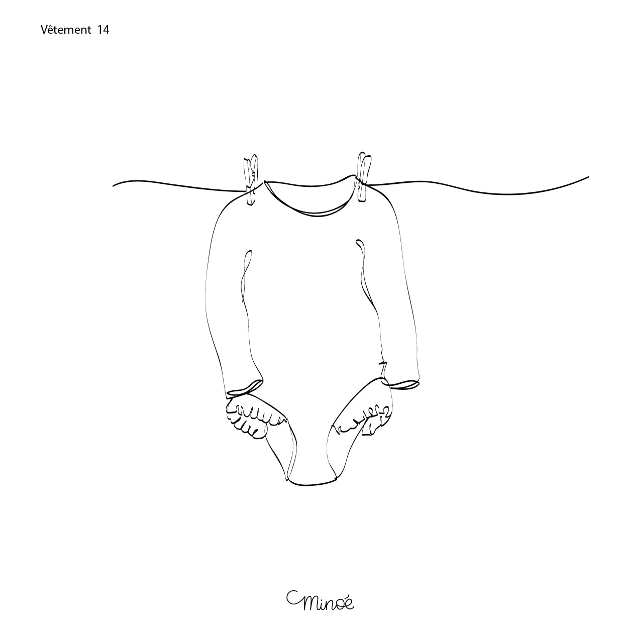 Illustration de famille - fil à linge