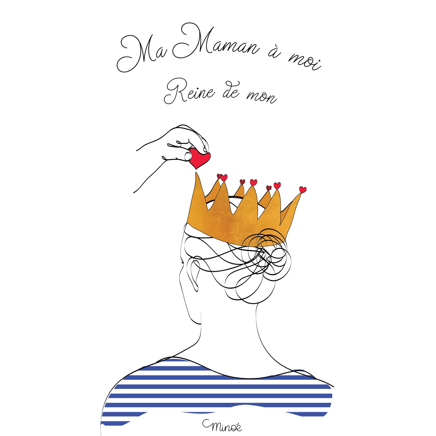 Trousse zippée en coton bio - Reine des mamans / Reine de mon coeur - sans personnalisation