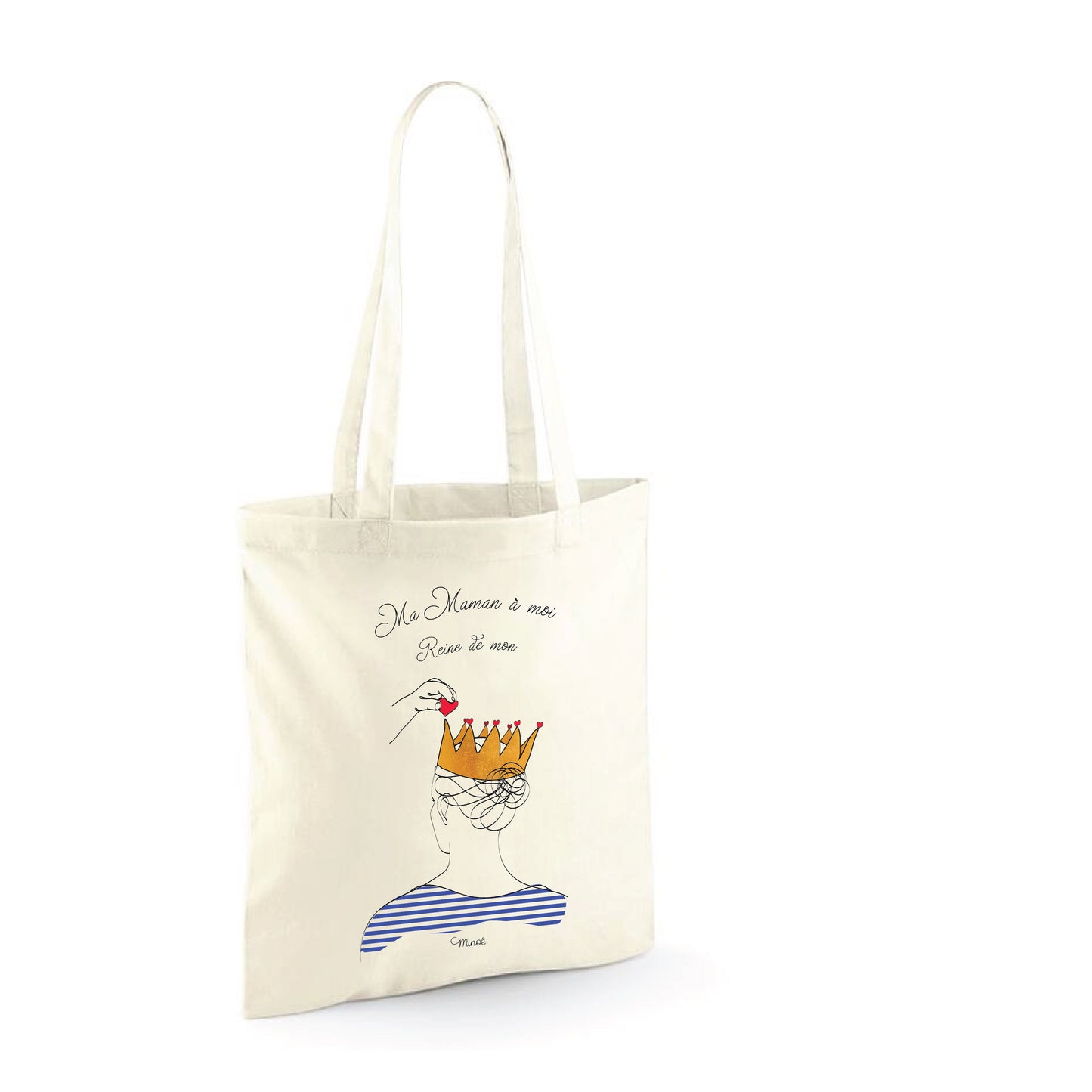 Tote bag en coton - reine des mamans / reine de mon coeur - non personnalisé