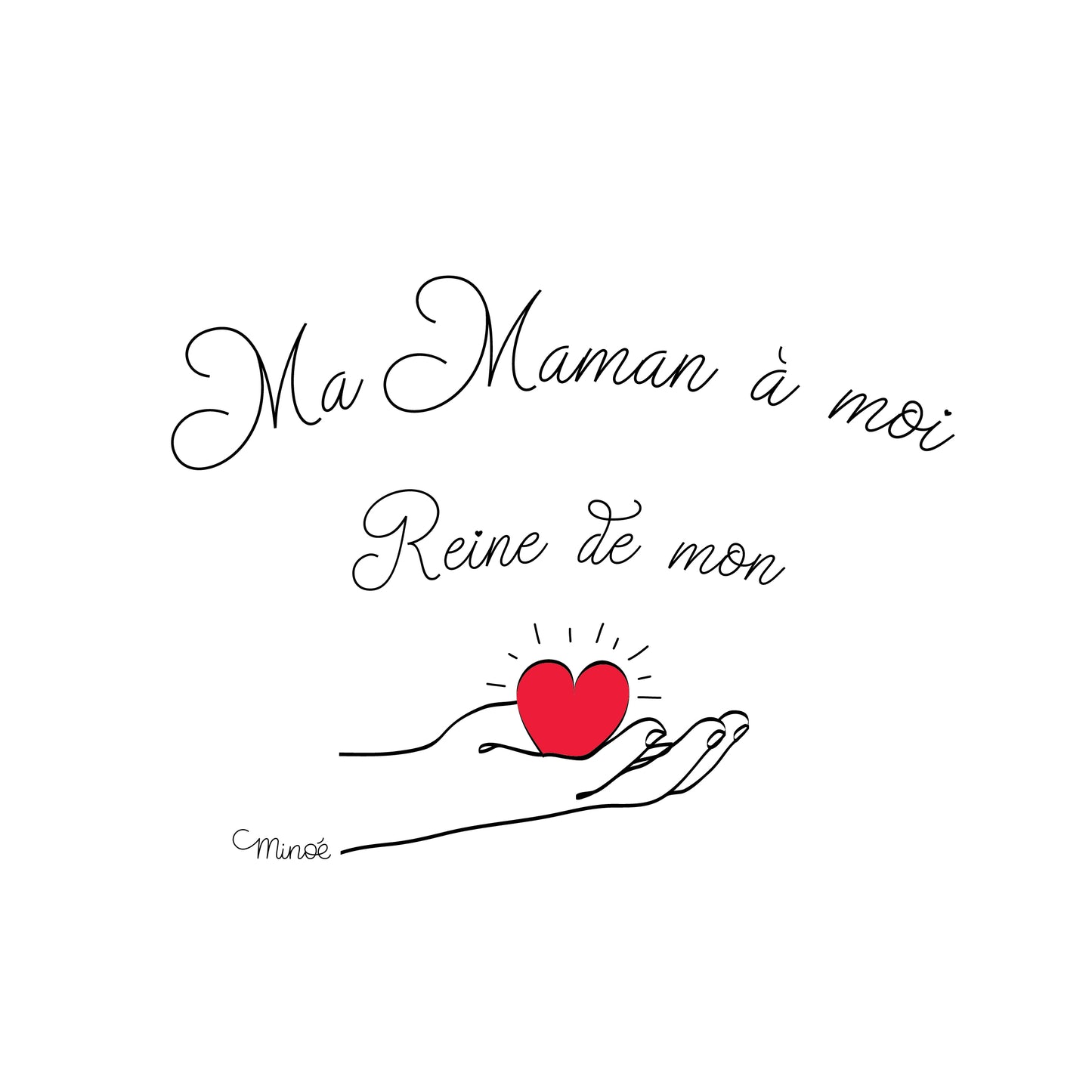 Trousse zippée en coton bio - Reine des mamans / Reine de mon coeur - sans personnalisation