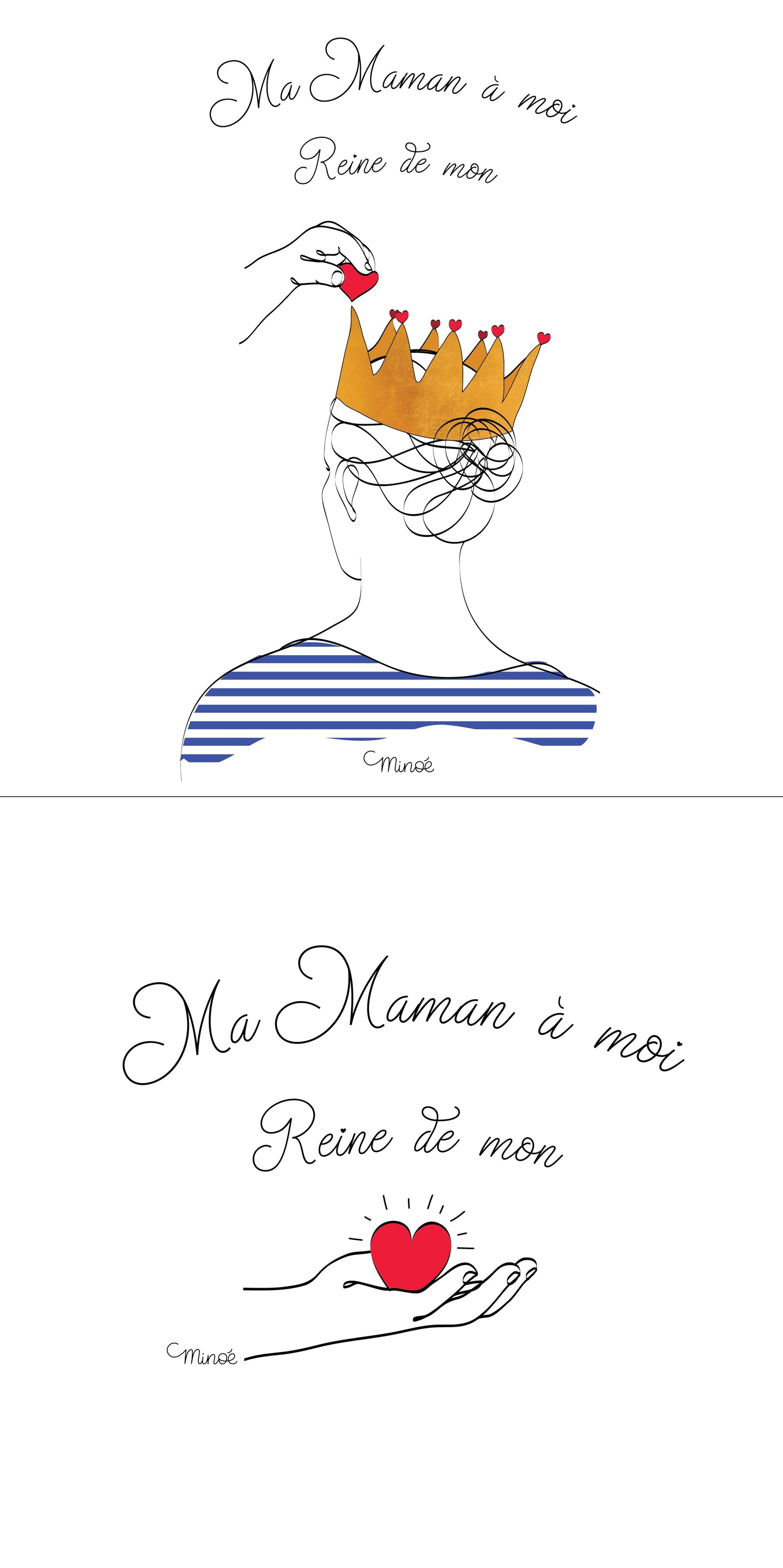 Tote bag en coton - reine des mamans / reine de mon coeur - non personnalisé