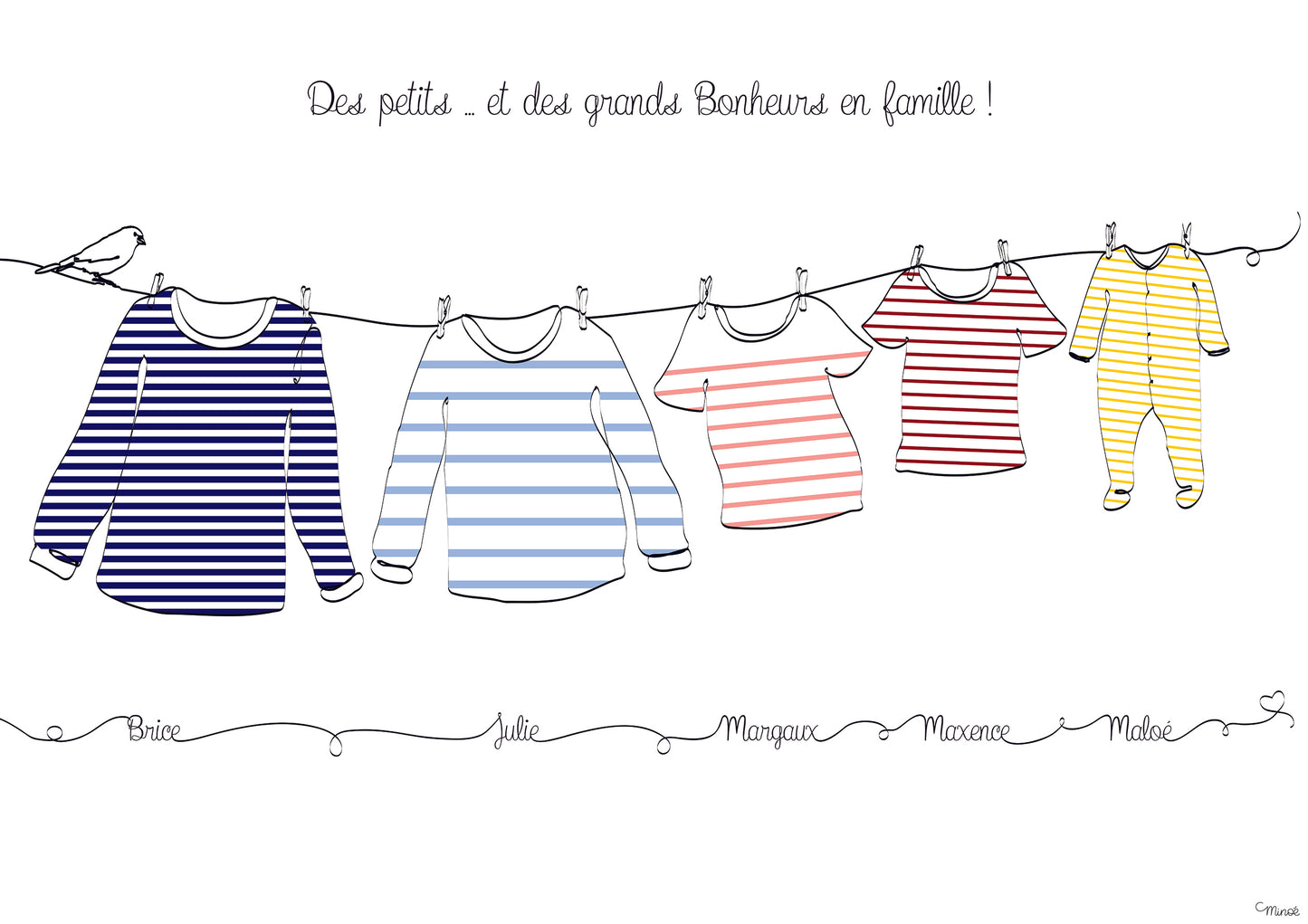 Illustration de famille - fil à linge