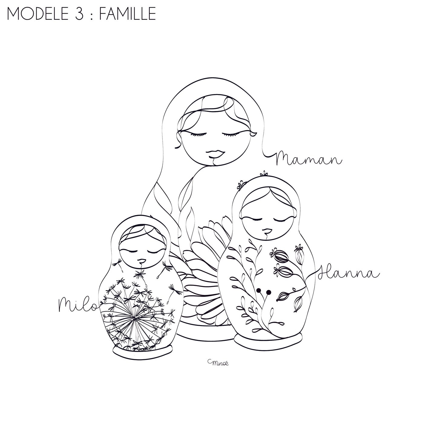 Matriochka Mamma - Version coloriage - Printable