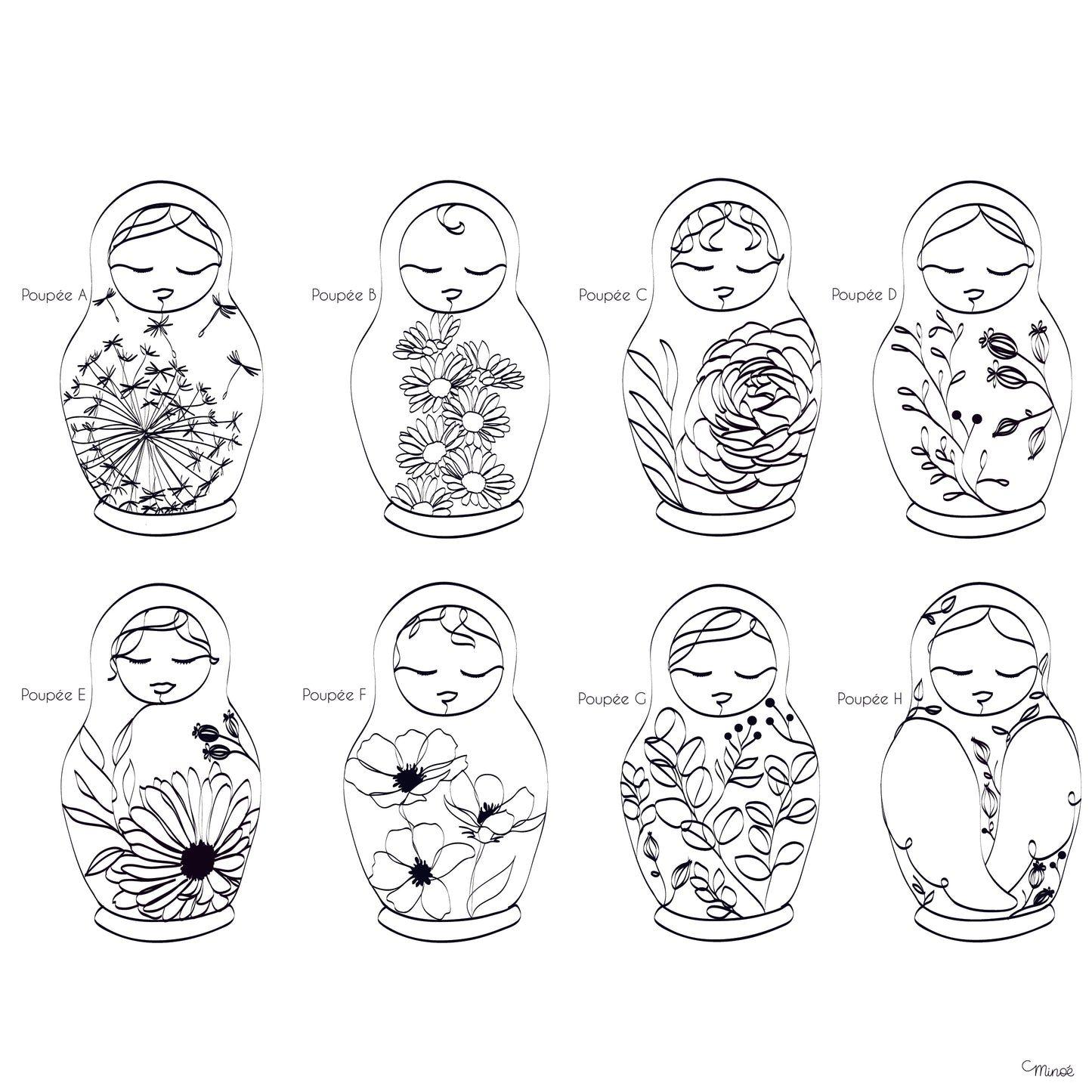 Matriochka Mamma - Version coloriage - Printable