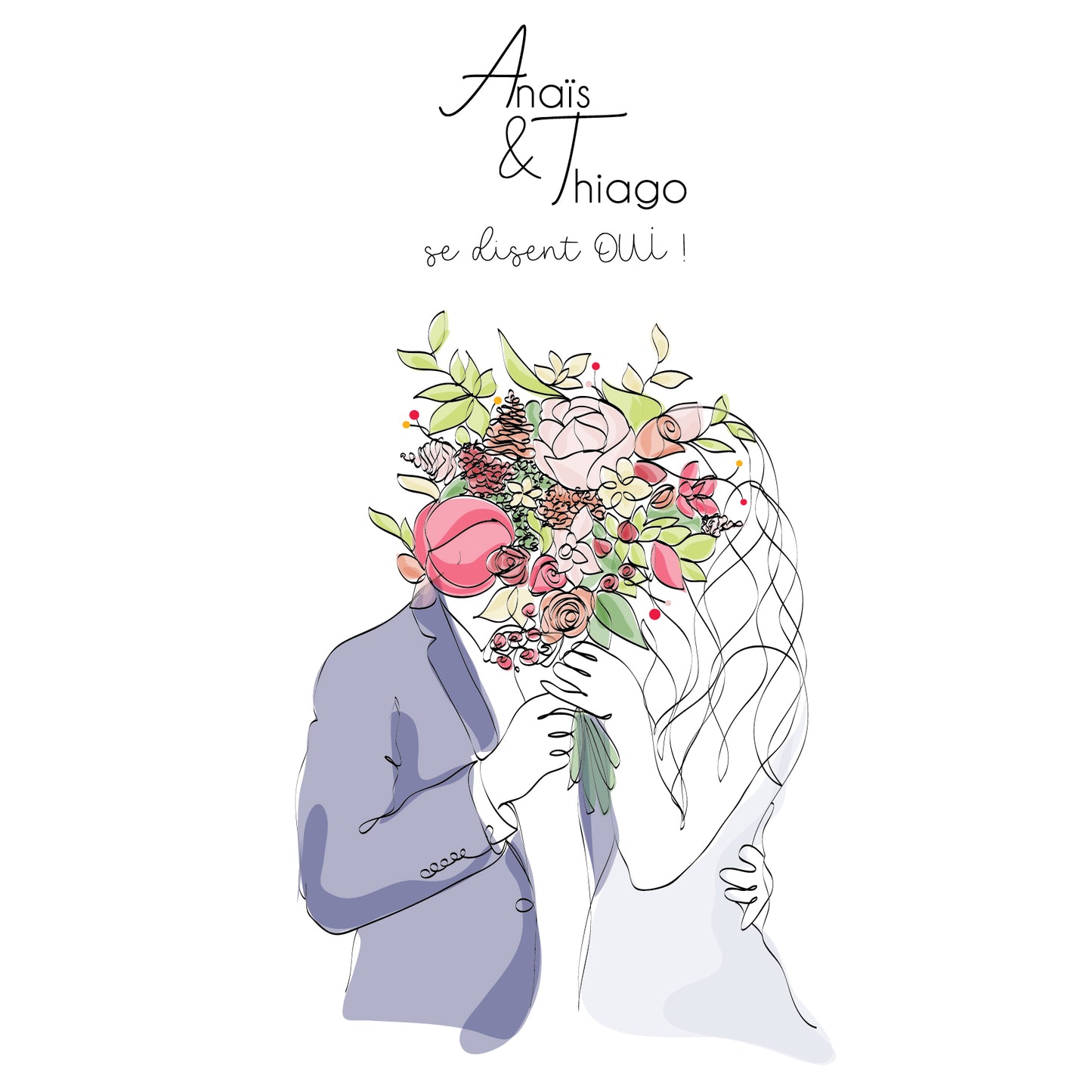 Faire-part de mariage - 2 pages - modèle 1 - printable