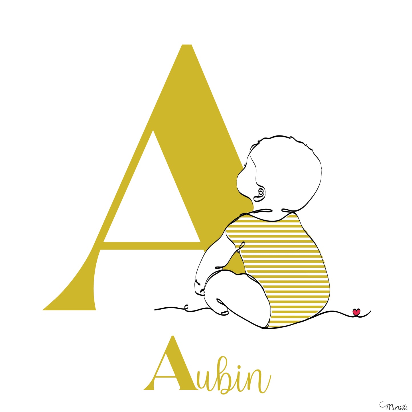Initiale personnalisée sur tissu tendu