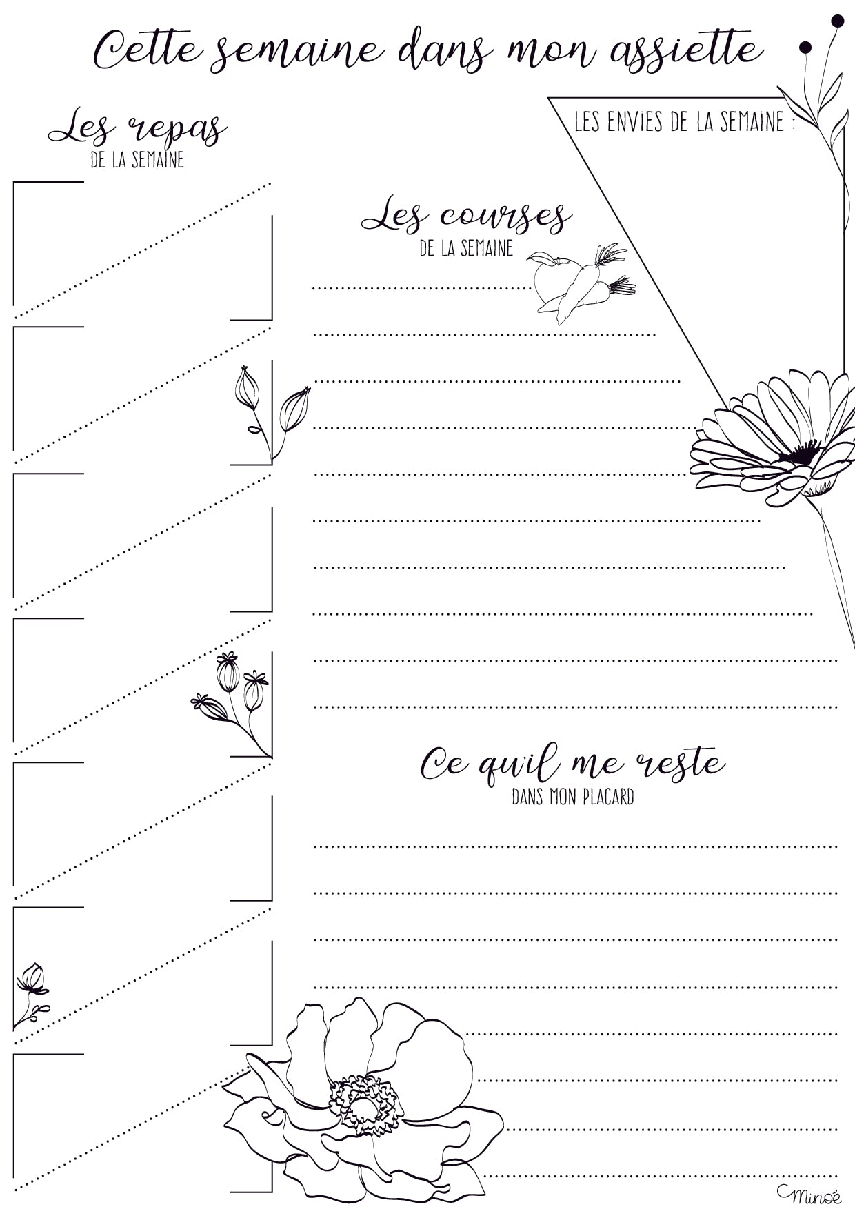 Planning repas semaine - printable