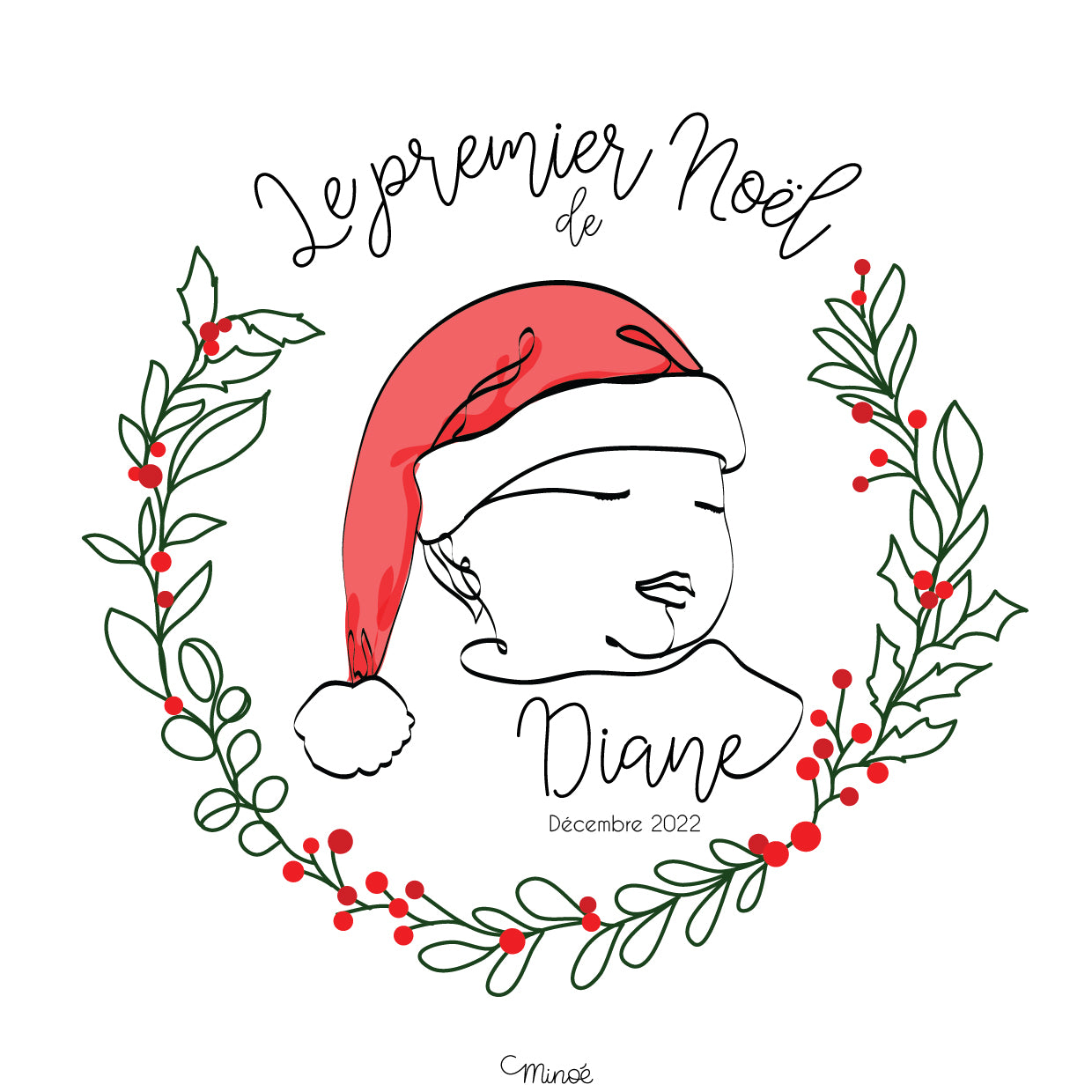 Illustration d'après photo : premier Noël de bébé