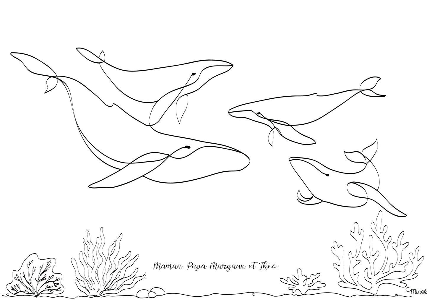 Portrait de famille baleines