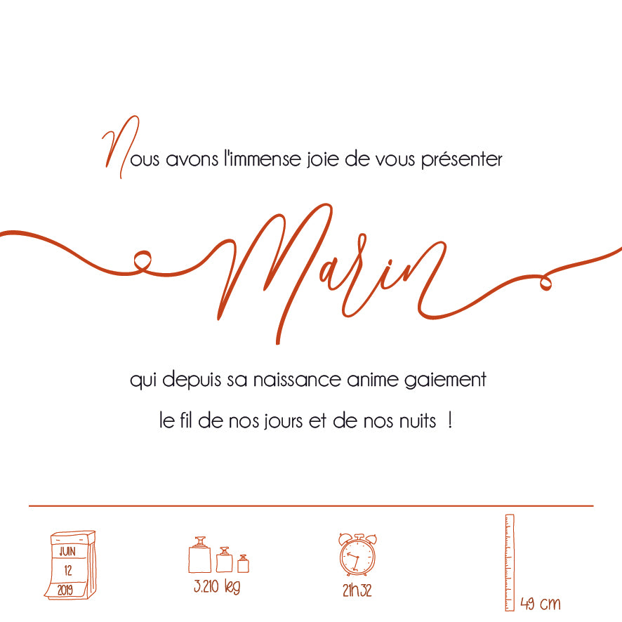 Faire-part de naissance - 4 pages avec illustration d'après photo - printable