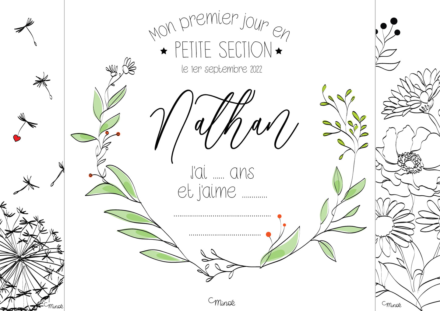 Souvenir du premier jour d'école - Carte personnalisée à imprimer