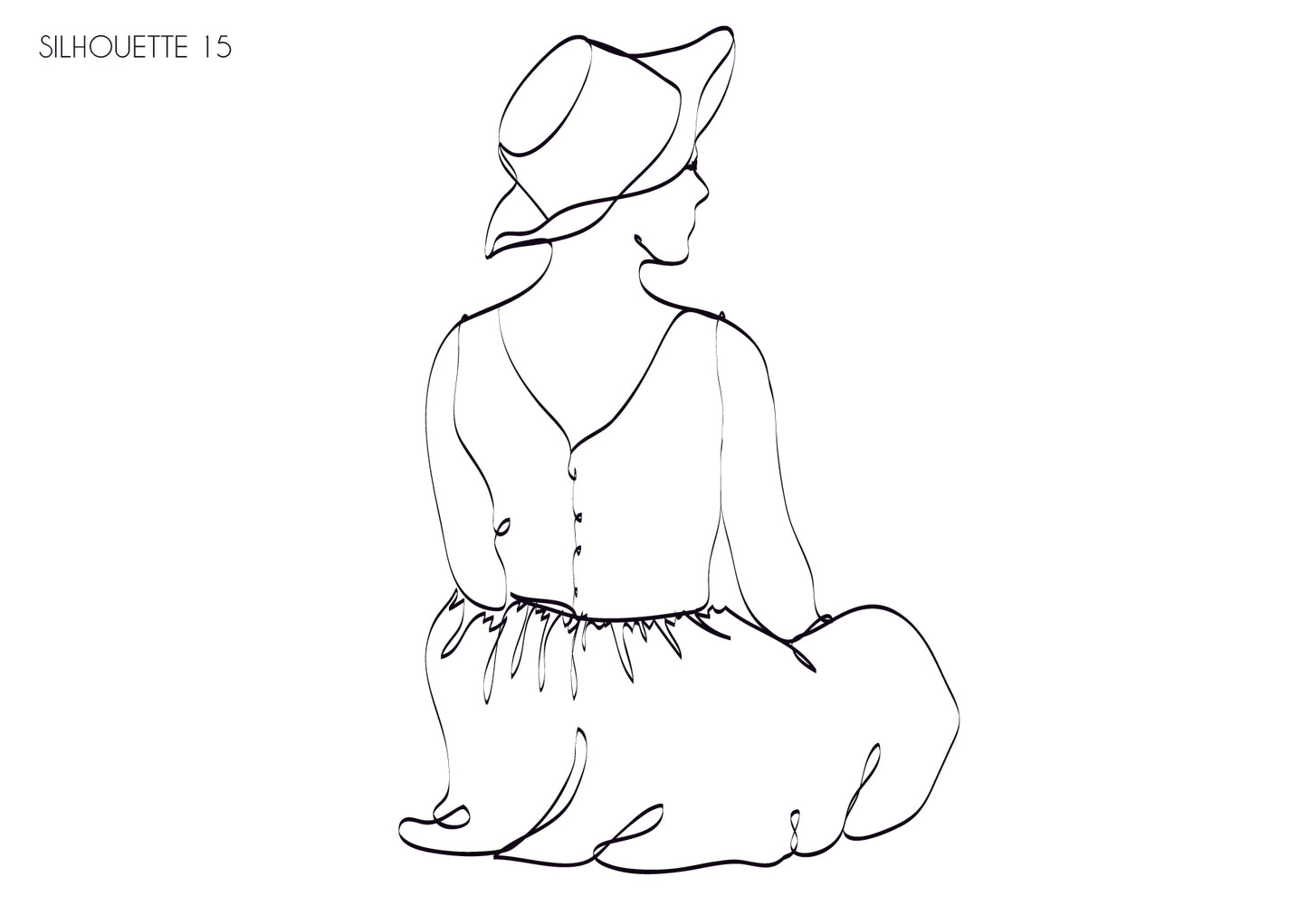 Illustration portrait de famille - famille assise de dos