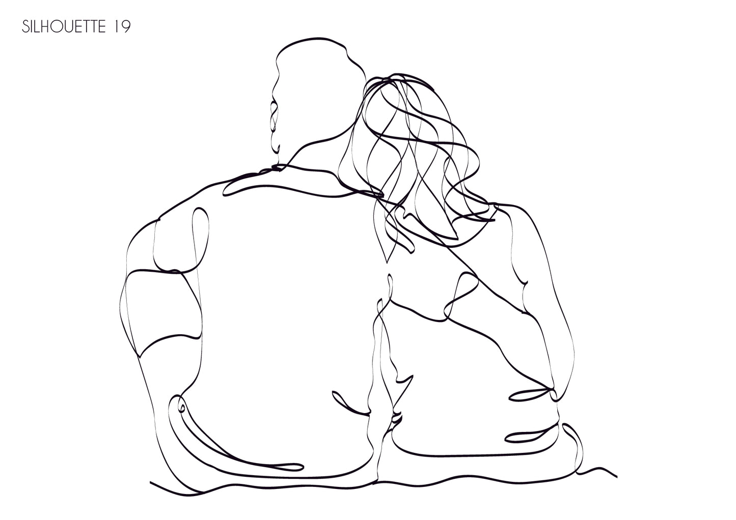 Illustration portrait de famille - famille assise de dos