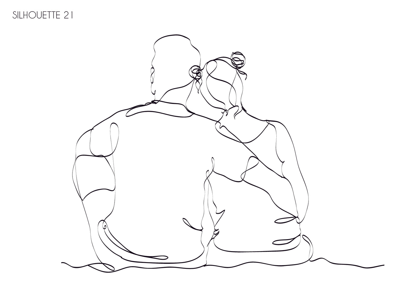 Illustration portrait de famille - famille assise de dos