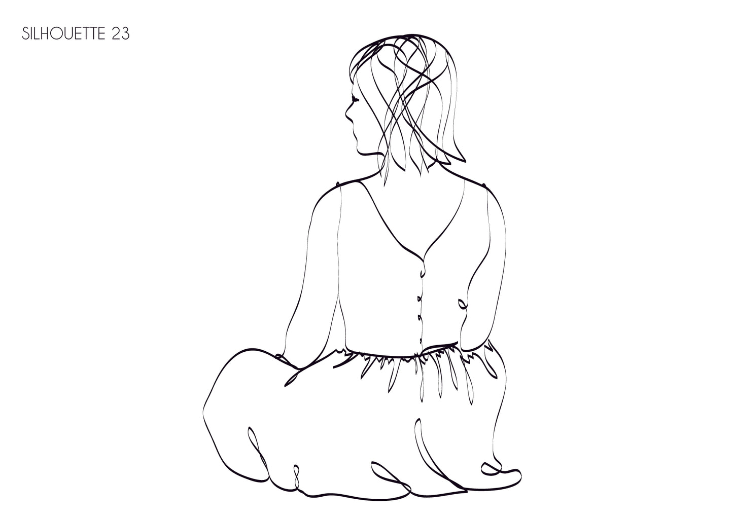 Illustration portrait de famille - famille assise de dos