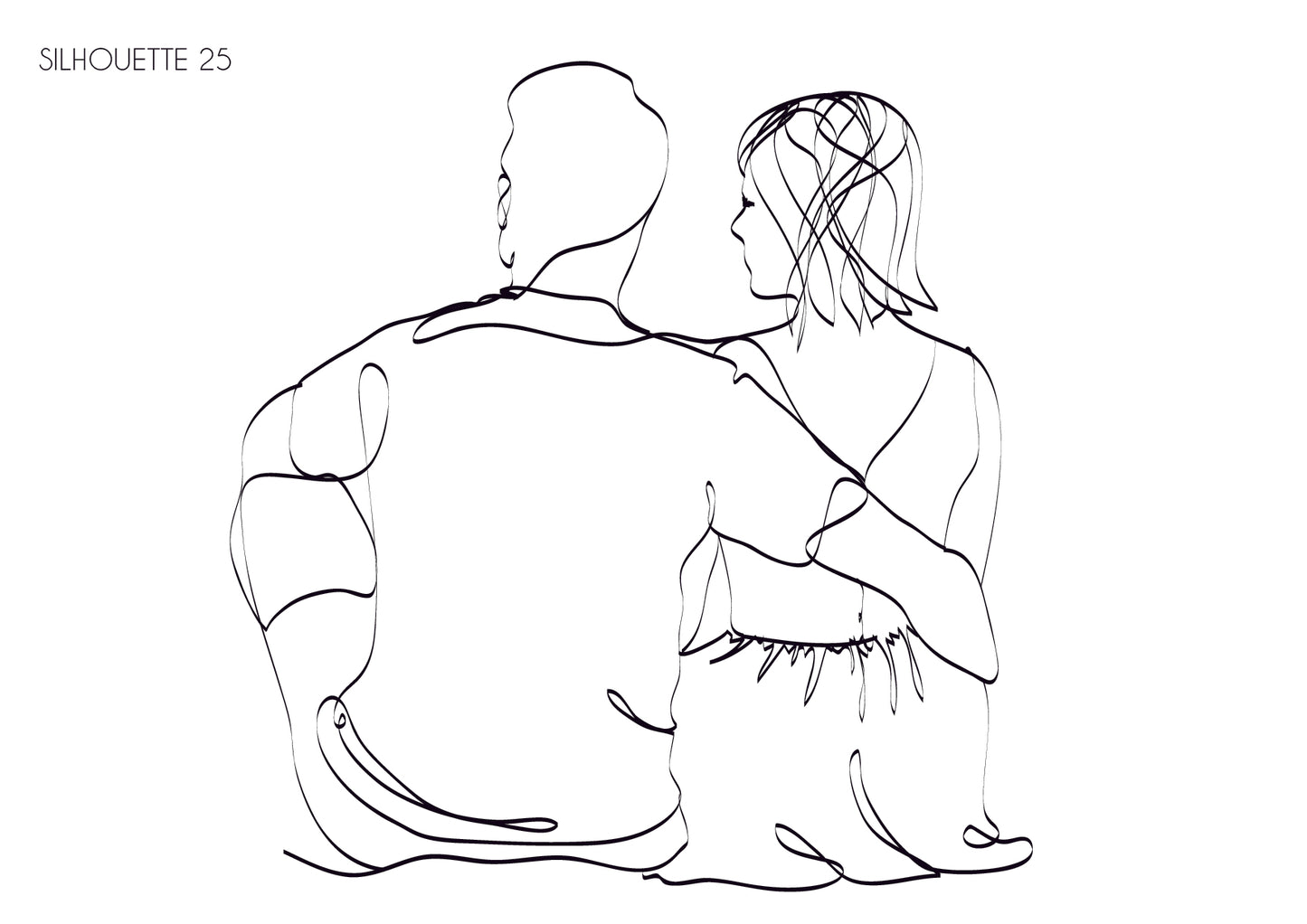 Illustration portrait de famille - famille assise de dos