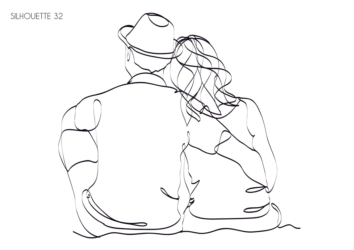 Illustration portrait de famille - famille assise de dos