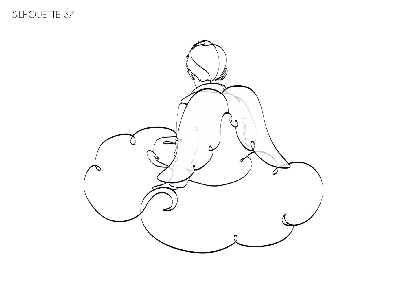 Illustration portrait de famille - famille assise de dos