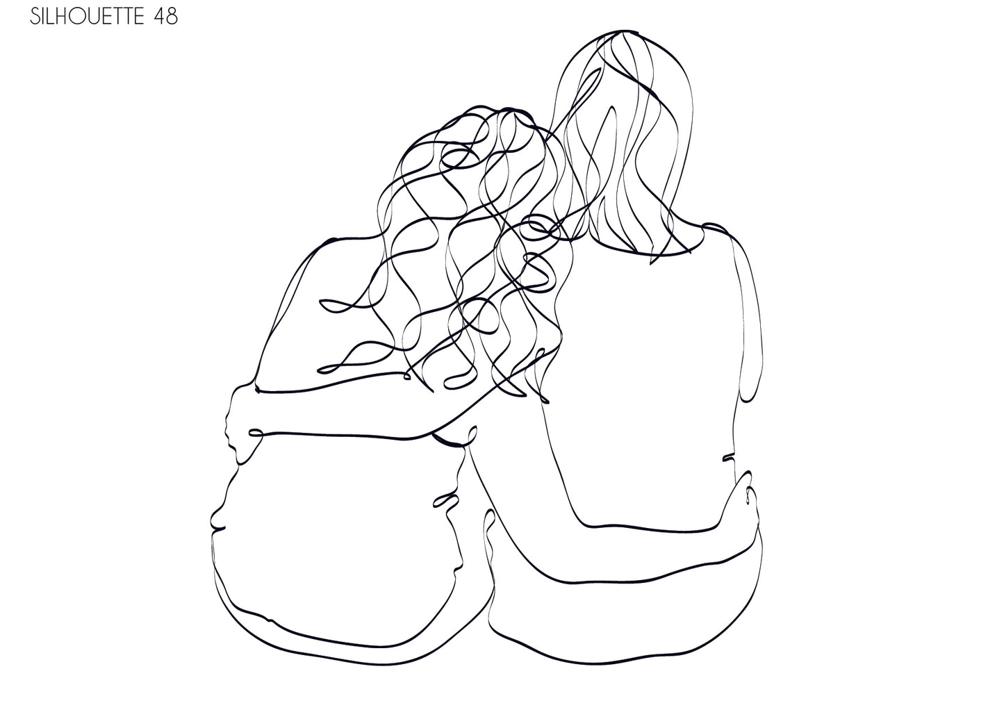 Illustration portrait de famille - famille assise de dos