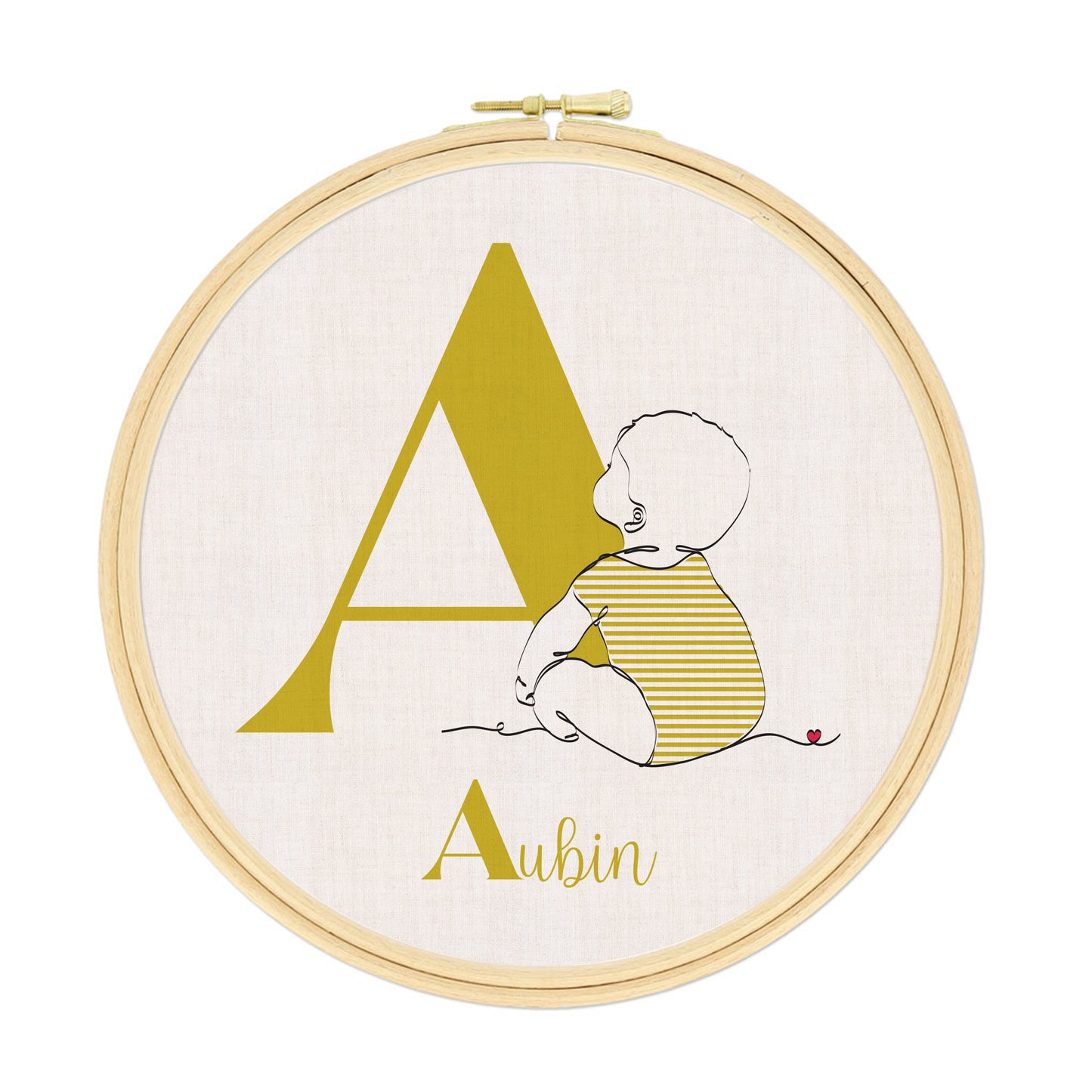 Initiale personnalisée sur tissu tendu