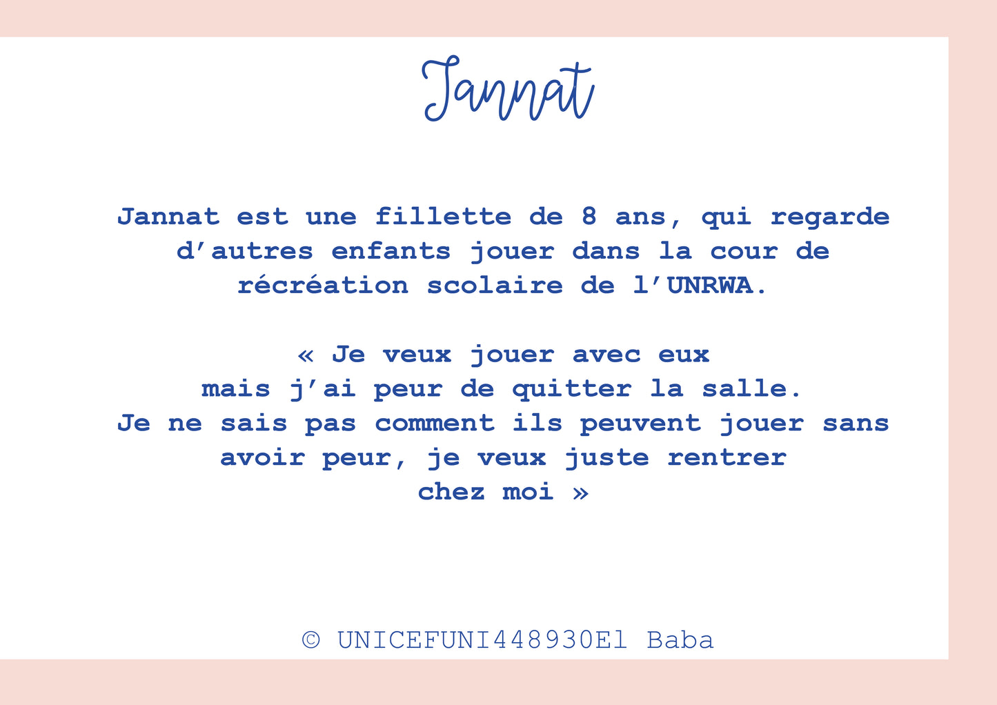 Portrait d'enfant en collaboration avec l'unicef : 1- Il était une fois Jannat