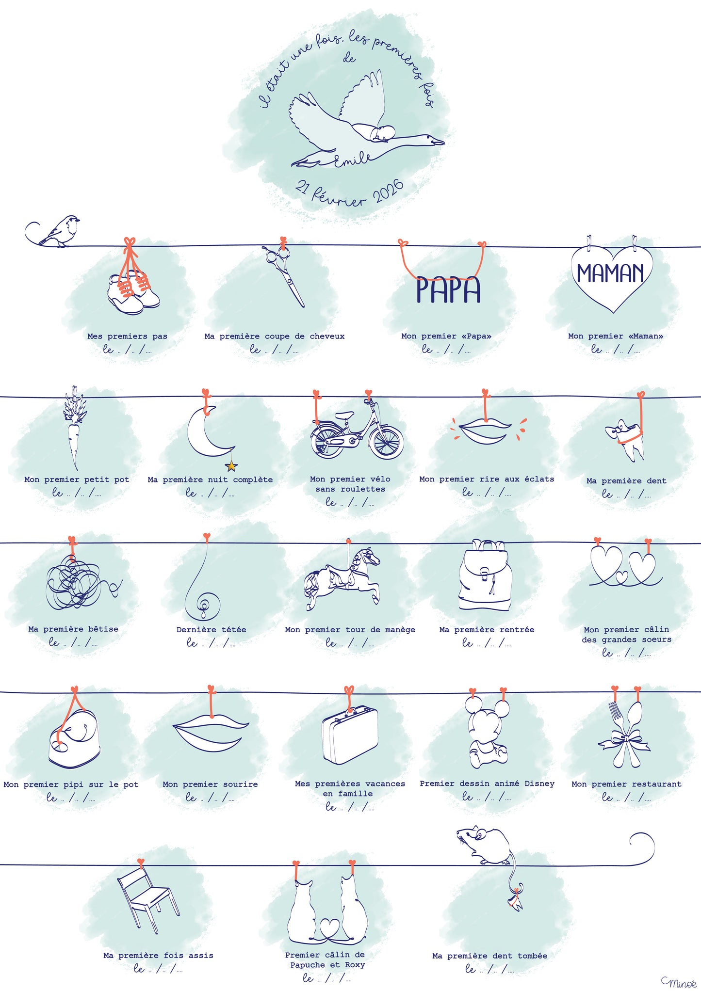 Affiche à composer : les premières fois de bébé