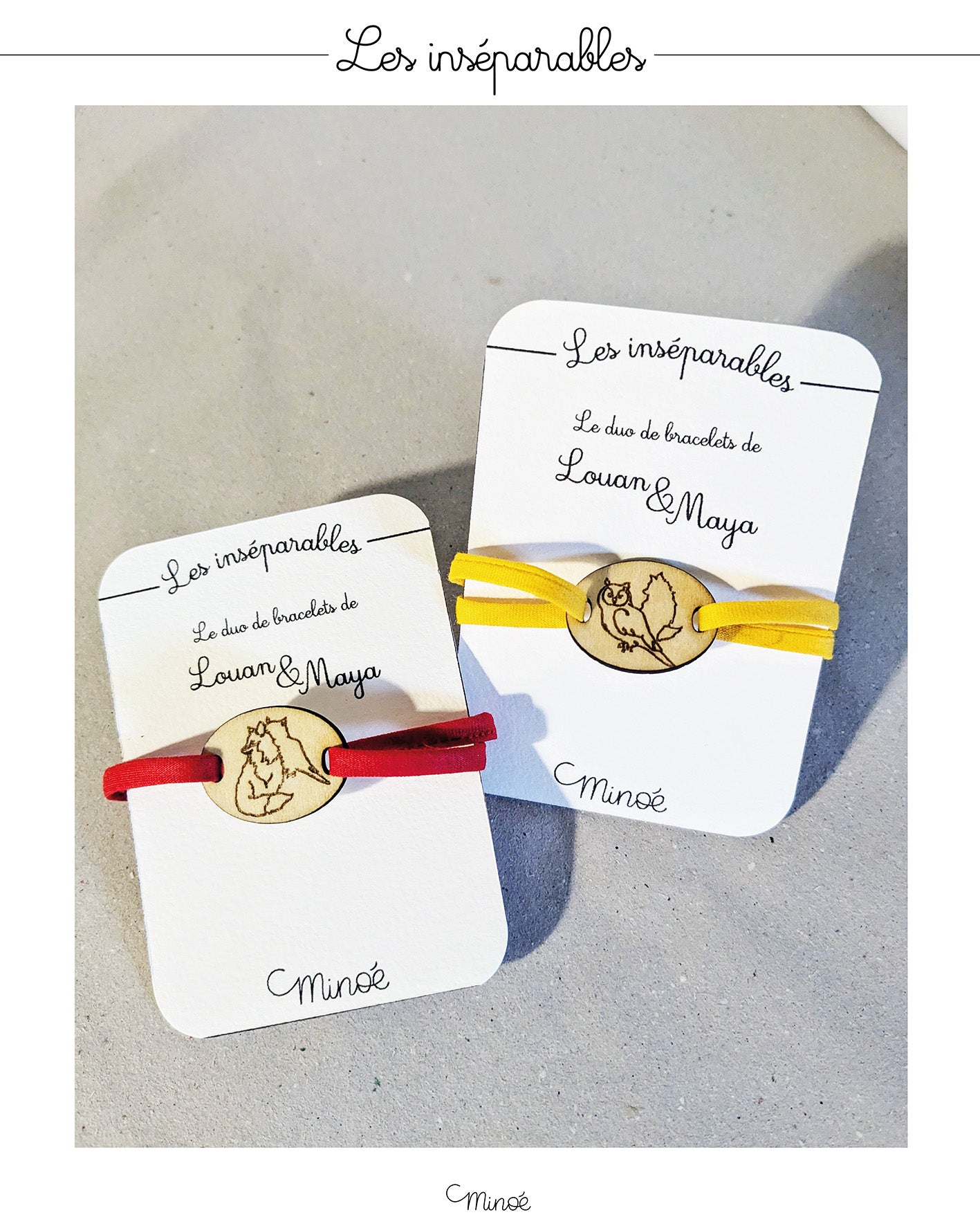 Les inséparables : duo de bracelets d'amitié personnalisés