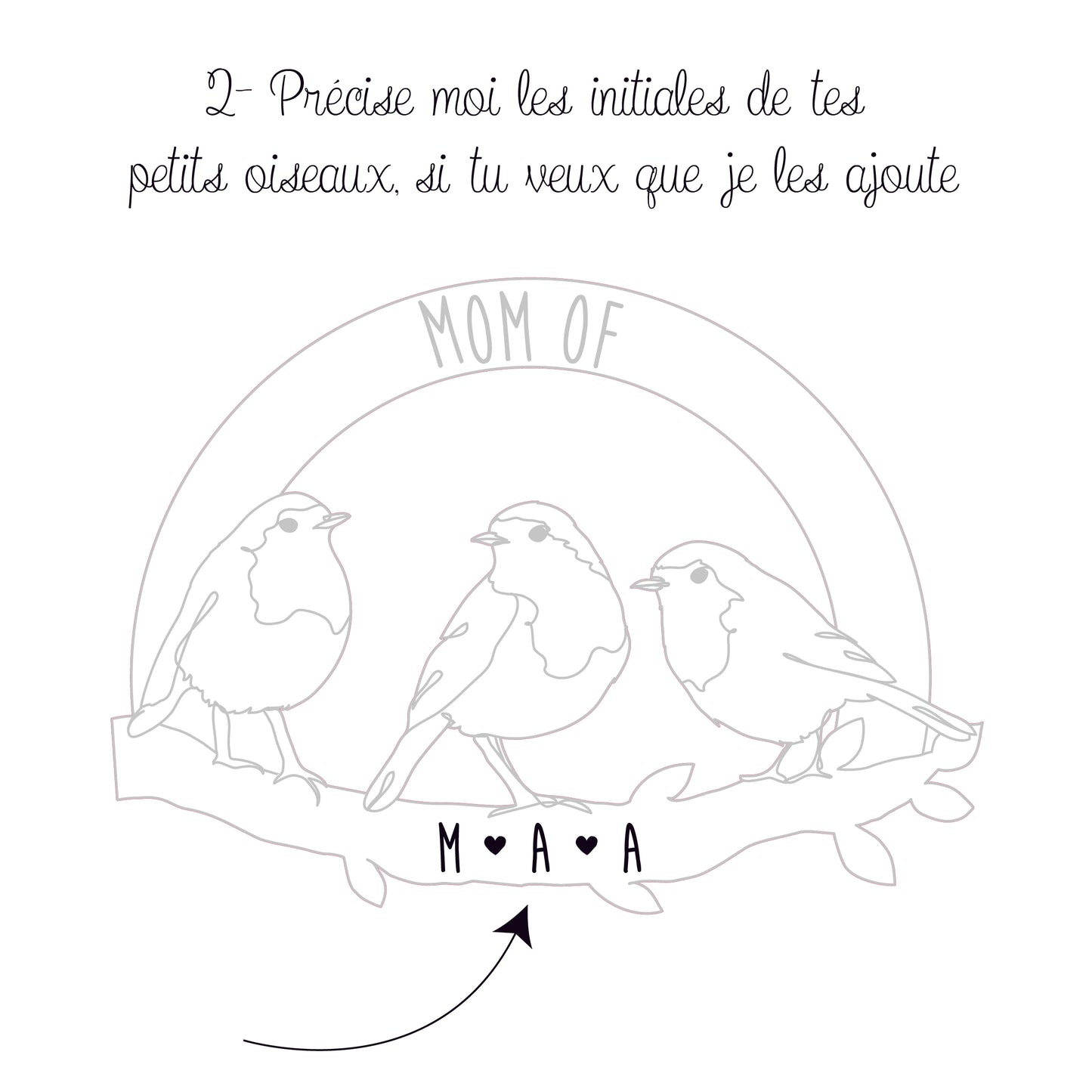 Broche personnalisée : Mom of / modèle oiseaux