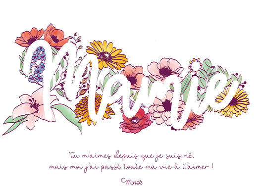 Mamie :  un joli mot fleuri sans personnalisation (Copie)