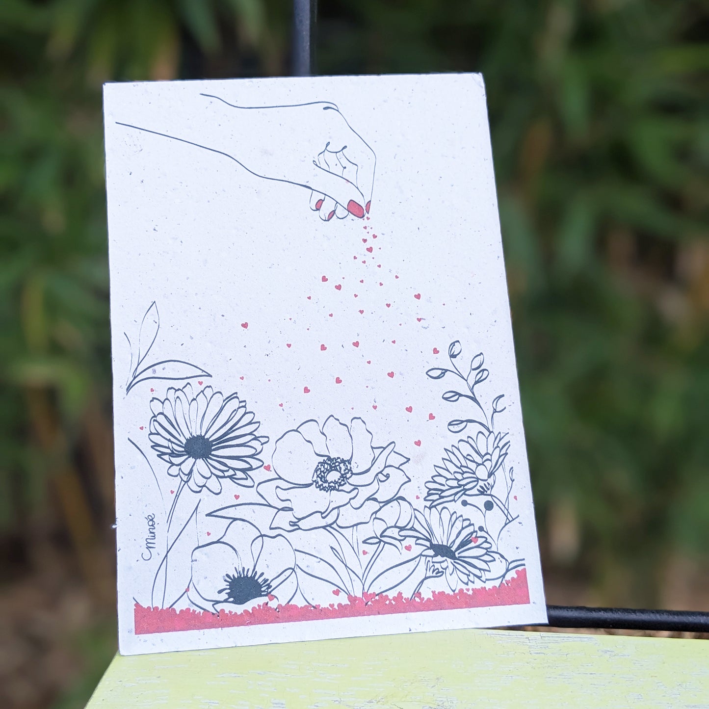 Carte à planter : Saupoudre des coeurs / fleurs