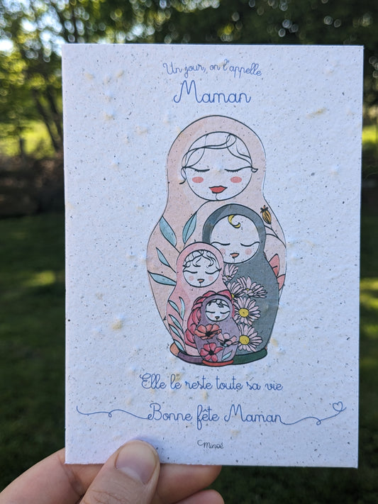 Carte à planter : fête des mamans - matriochkas