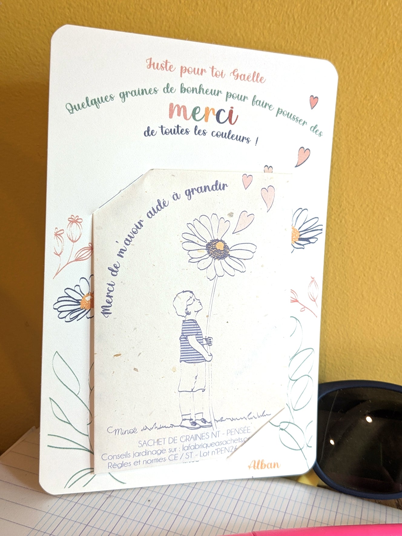 Carte personnalisée - Merci prêt à semer