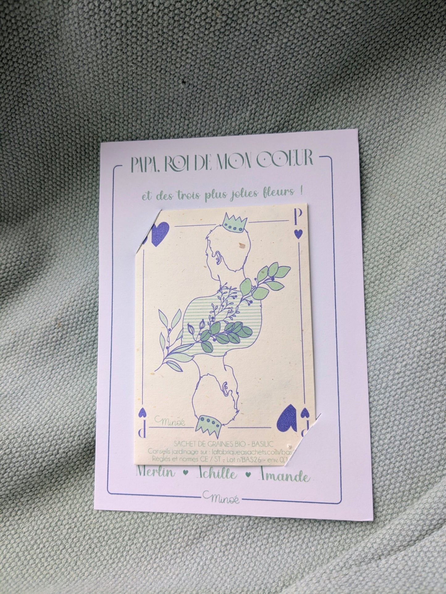 Carte à semer personnalisée : Papa roi de mon coeur