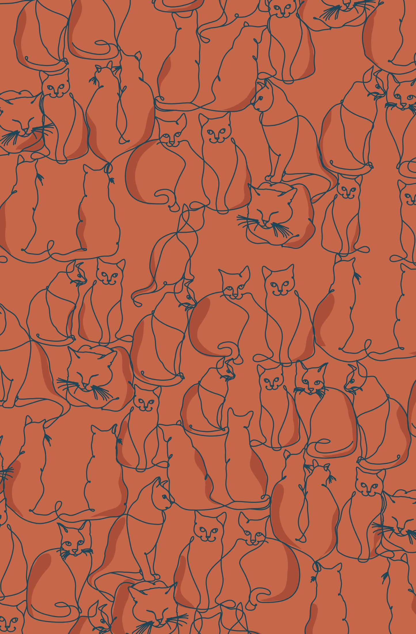 Tissu velours au mètre : motif chats, couleur personnalisée