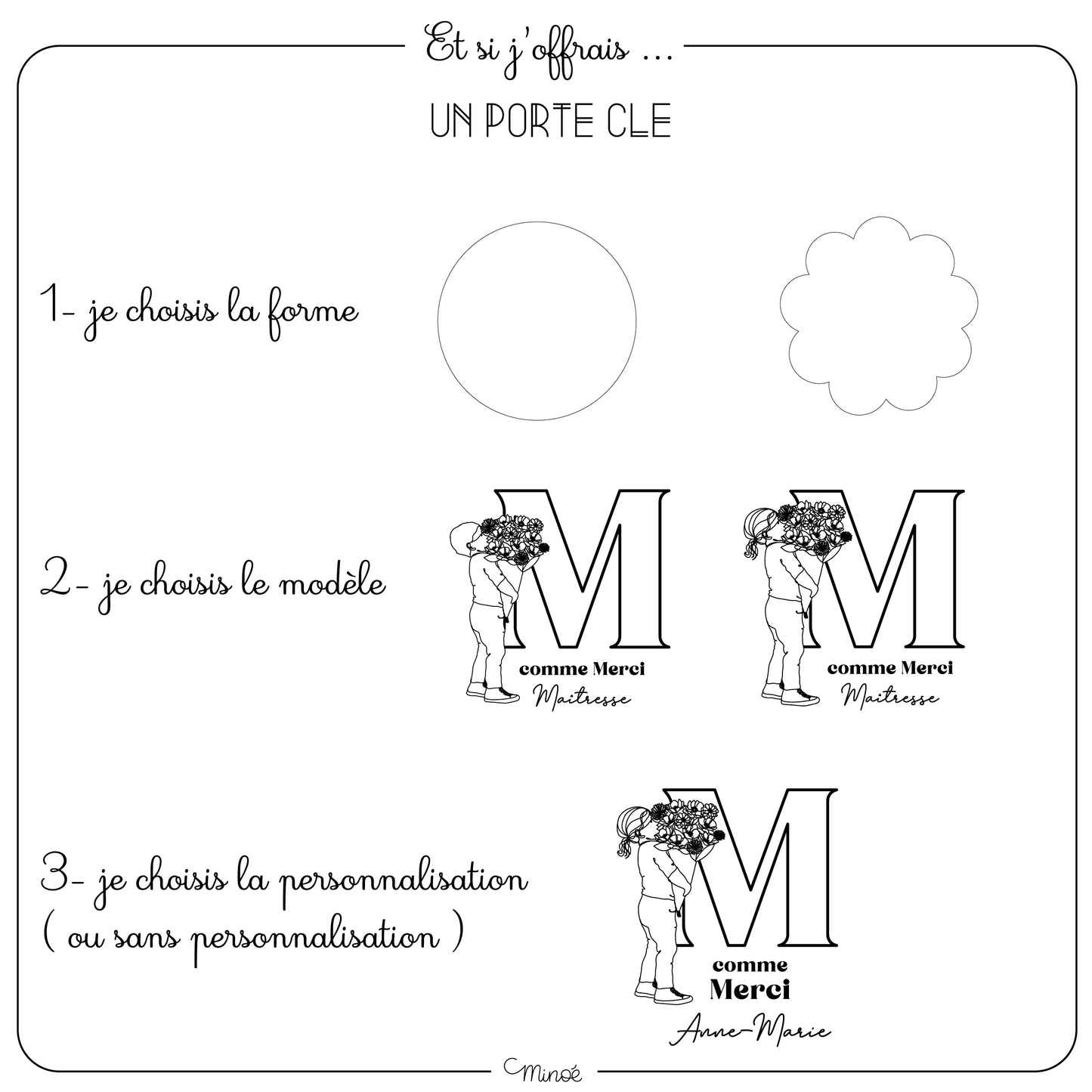 Porte-clé Merci maîtresse, maître, atsem, nounou