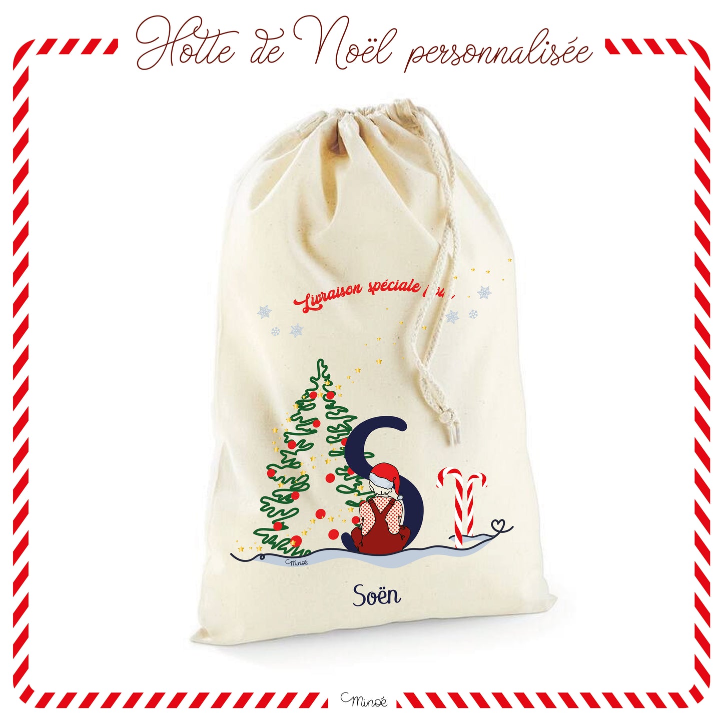 Hotte de Noël personnalisée - collection 2024