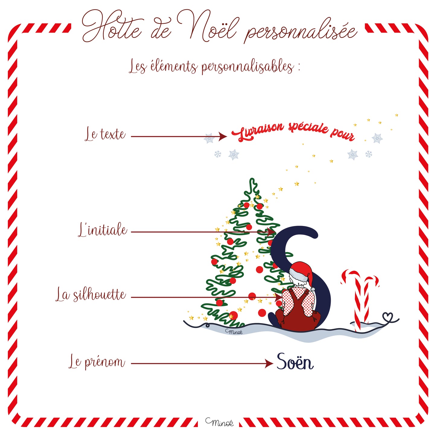 Hotte de Noël personnalisée - collection 2024