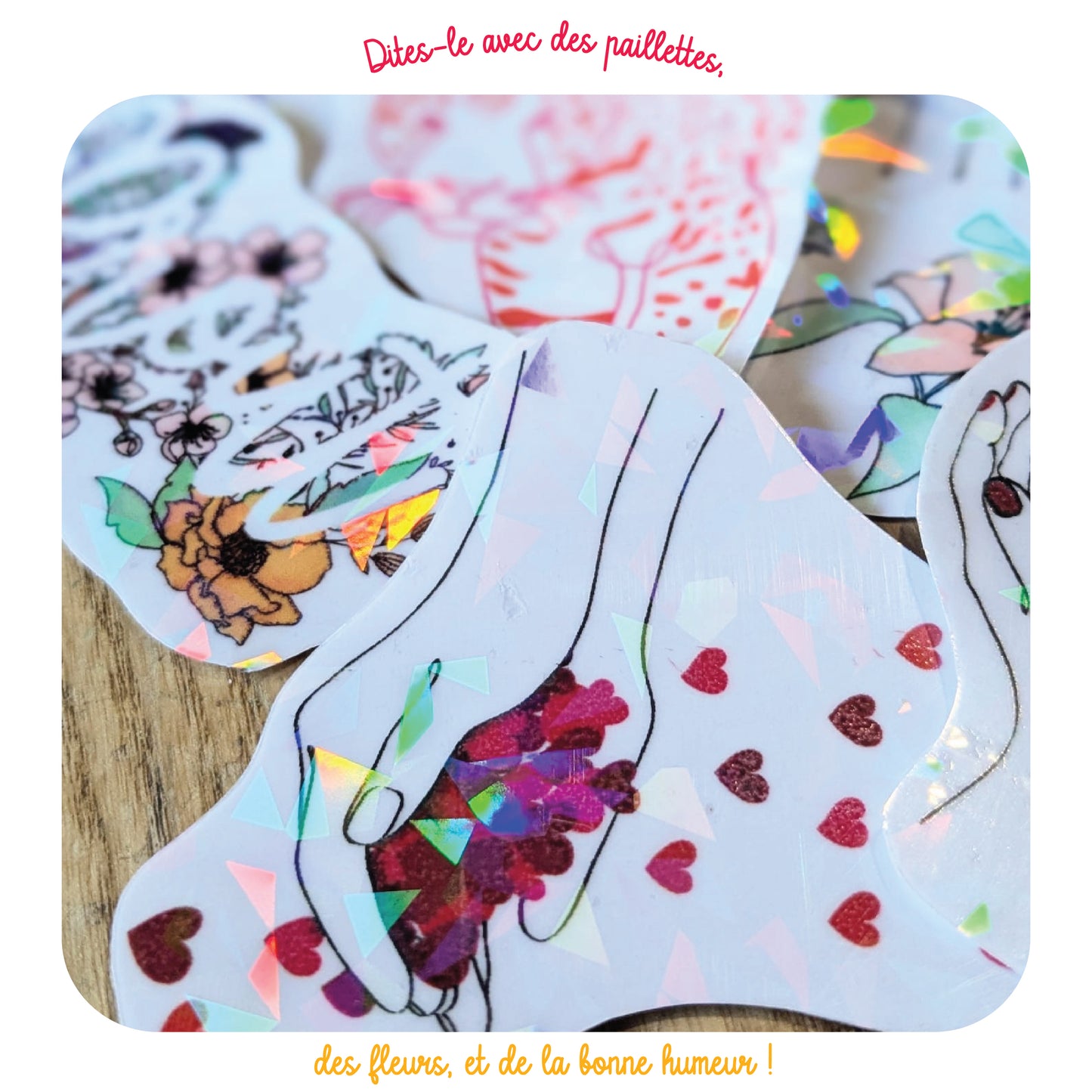 Lot de 5 stickers pailletés