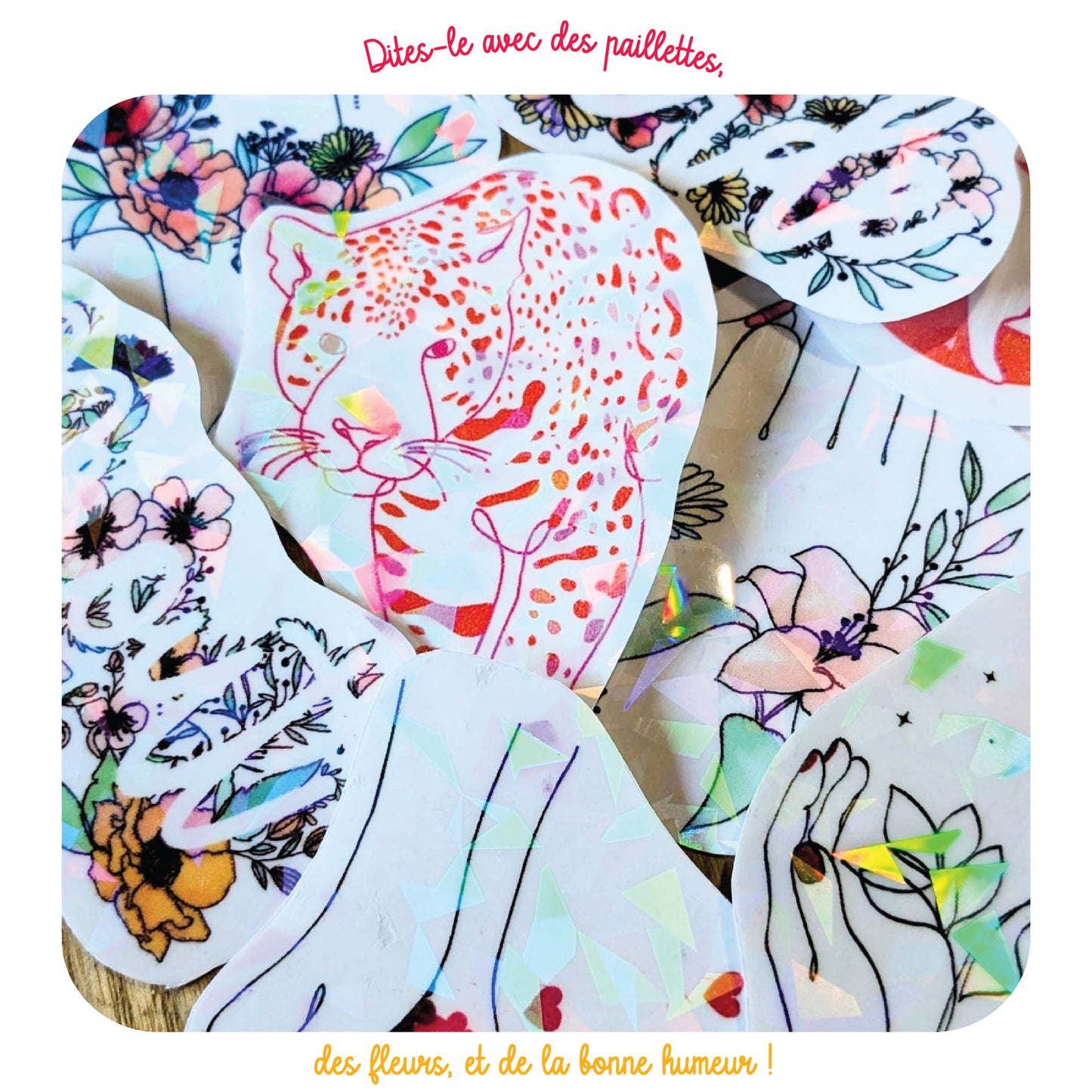 Lot de 5 stickers pailletés