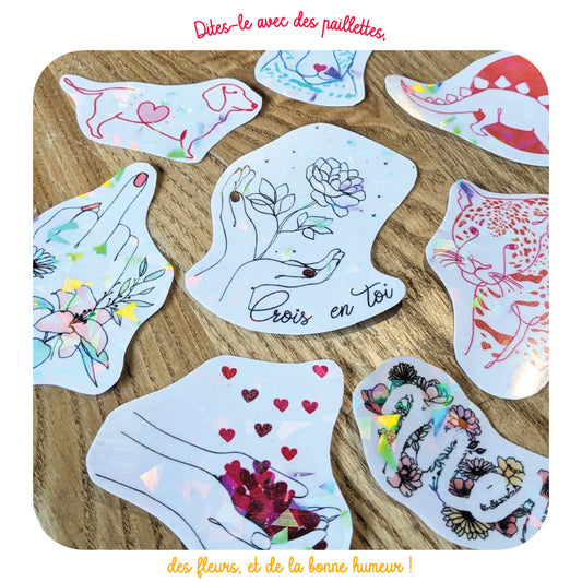 Lot de 5 stickers pailletés