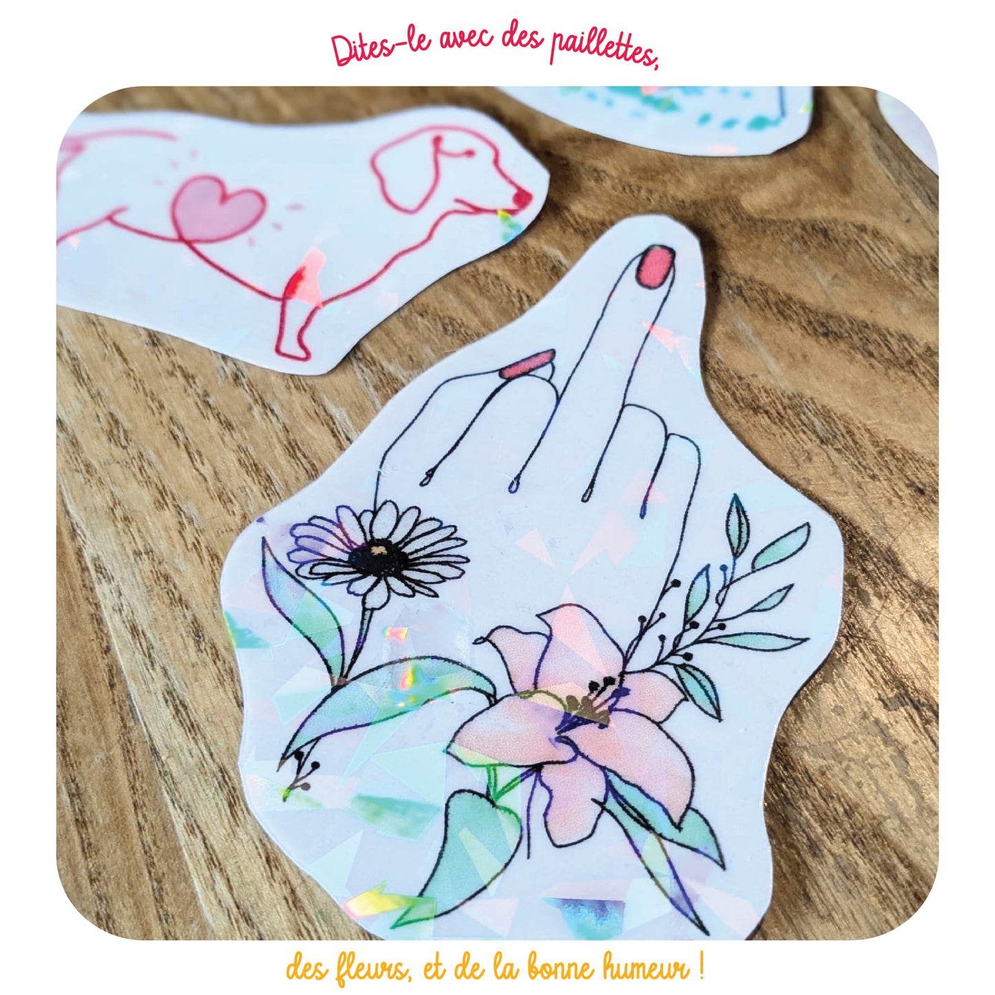 Lot de 5 stickers pailletés