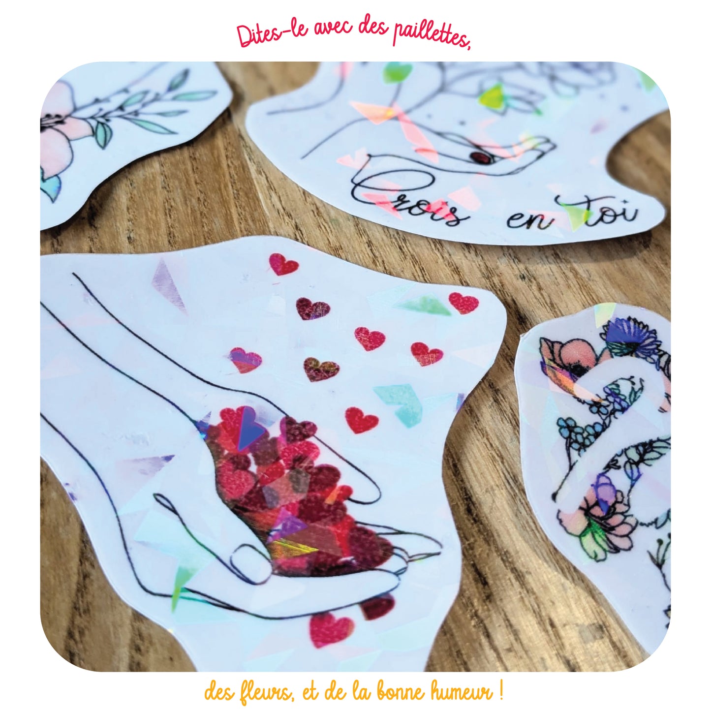 Lot de 5 stickers pailletés