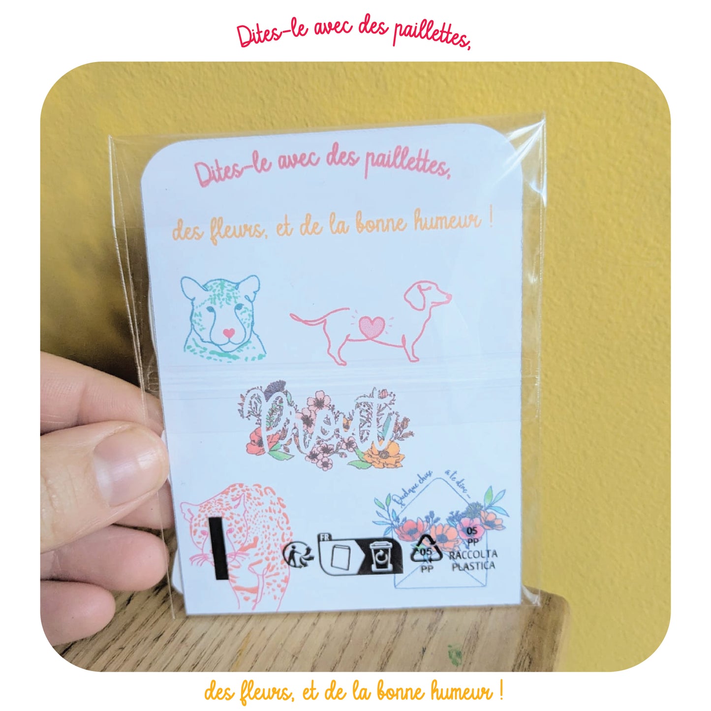 Lot de 5 stickers pailletés