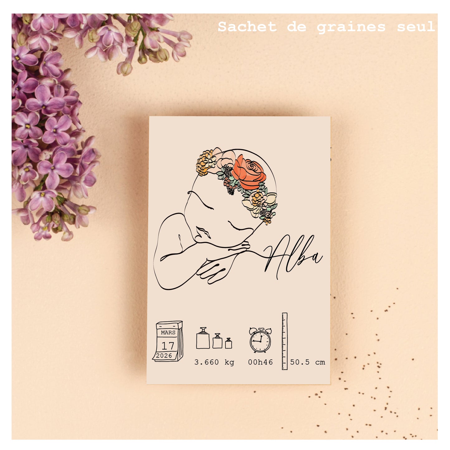 Faites fleurir la plus jolie des nouvelles : faire part sachet de graines à planter