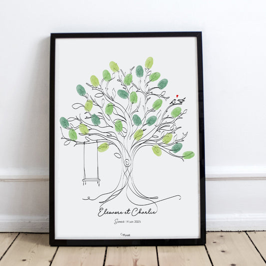 Support d'empreintes - arbre, petits oiseaux et balançoire