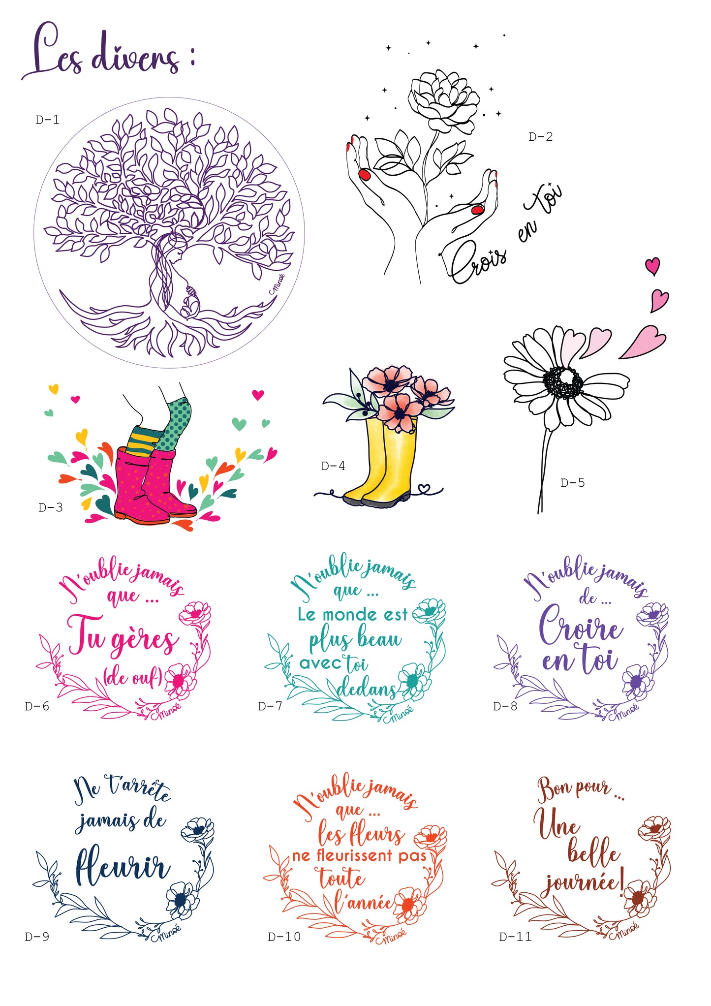 Lot de 5 stickers pailletés